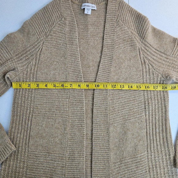 Coldwater Creek lambswool angora blend open cardigan tan S/8 - Picture 6 of 7